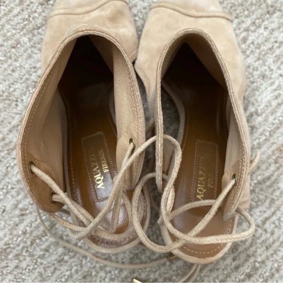 Aquazzura lace up tie suede heels size 37 made in Italy - Picture 2 of 5